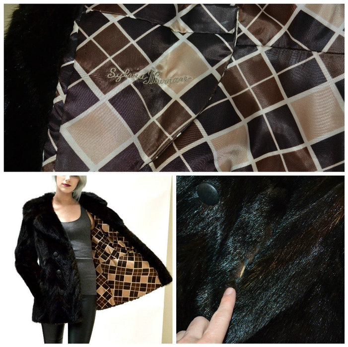 Vintage Brown Black Fur Jacket Coat Mink Medium// 70s Vintage Mink Fur Coat Jacket Size Medium Black Brown