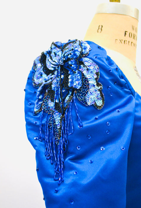 80s 90s Ball Gown Dress Blue Teal 80s Prom Party Dress Small Medium // Vintage 80s Pageant Princess Dress Ball gown Party Dress Cinderella