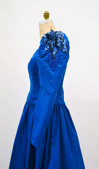 80s 90s Ball Gown Dress Blue Teal 80s Prom Party Dress Small Medium // Vintage 80s Pageant Princess Dress Ball gown Party Dress Cinderella