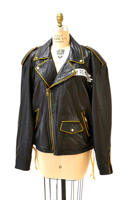 90s Vintage Black Leather Motorcycle Biker Jacket Rebel Bugs Bunny mens Large XL Looney Tunes Cartoon Leather jacket by Baez