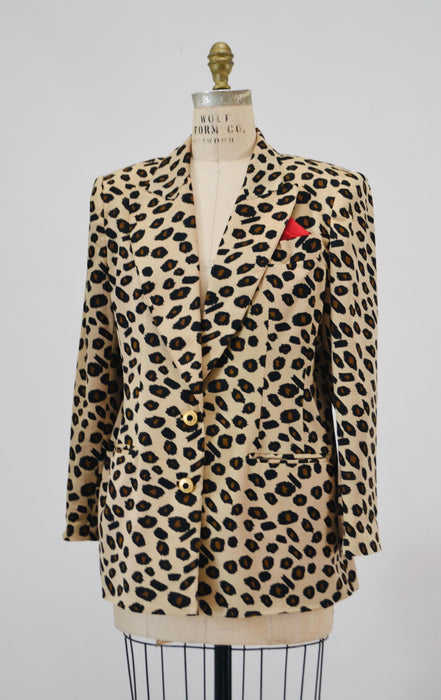 80s 90s Vintage Leopard Print Jacket Animal Print Blazer Tan Black Criscione Medium//  90s Vintage Chetah Print Jacket Blazer 90s Nanny