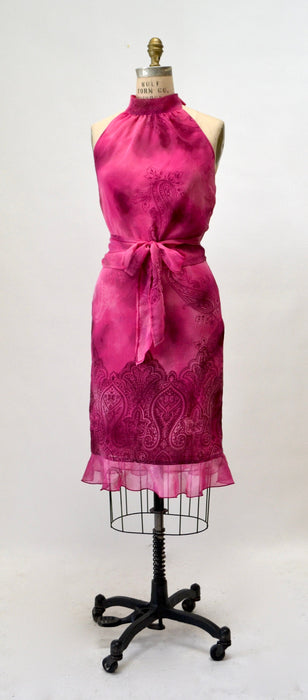 Vintage 00s Y2K Chiffon Halter Top Skirt Pink Y2K Party Halter neck Summer Party dress Small 90s 00s Y2k Tank Halter neck Dress Kookai