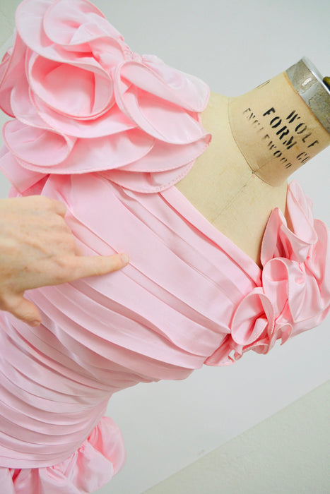 80s 90s Vintage Pink Prom Party Dress By Lillie Rubin Pink Barbie Pageant Dress 80s 90s Pink party Dress Ruffles Small Medium