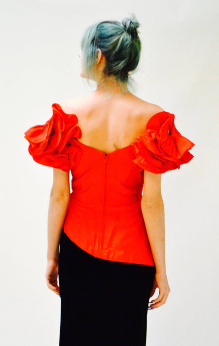 80s Vintage Prom Dress Black and Red XS Small Lillie Rubin// Vintage 80s Black and Red Evening Gown Dress Pageant Dress Small Black Velvet