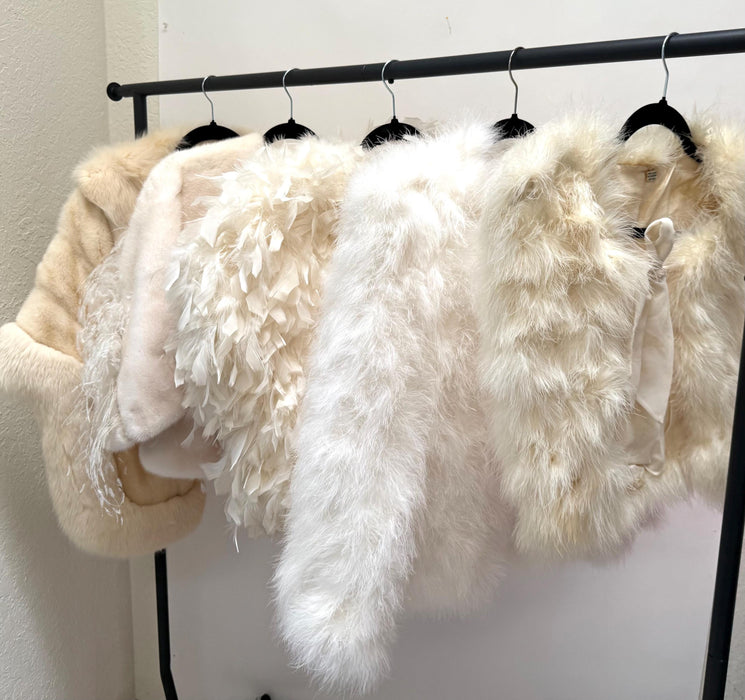 Vintage Ralph Rucci White Feather Mink Jacket// Wedding Fur Vintage Cropped Jacket// Vintage White Cream Mink Feather Winter Wedding Jacket
