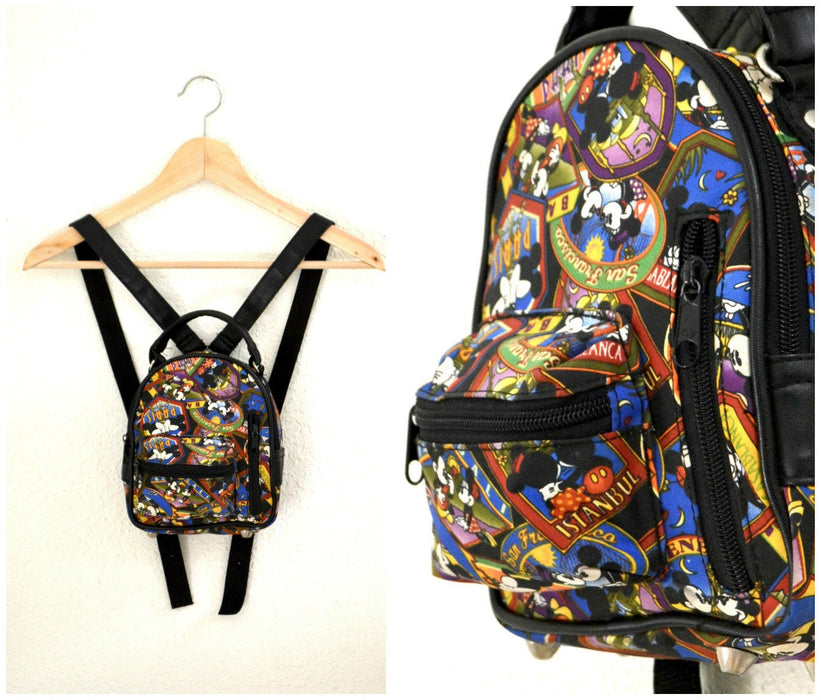 Vintage Nicole Miller Mickey Mouse Disney Back Pack// 90s Mickey Mouse Disney Back Pack Mini Bag Purse