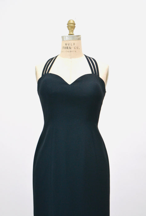 90s 2000s y2k Vintage Evening Gown Small in Black Tank Dress Gown Long Black Dress XS Small 90s black long strapless dress
