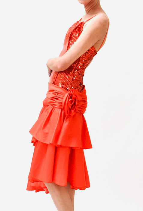 Vintage 80s Prom Dress Red Sequin Dress XXS XS Small// 80s Party Red Sequin Dress Flamenco Ruffle Barbie Pageant Drag Queen Alyce Designs