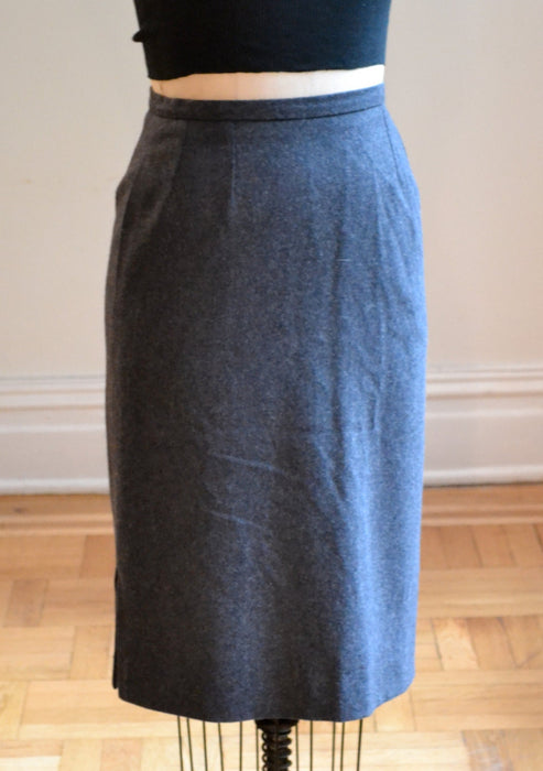 Vintage Wool Skirt Gray Grey Size Medium By Guy Laroche Made in France // Vintage Charcoal Grey Wool Skirt SIze Medium Large