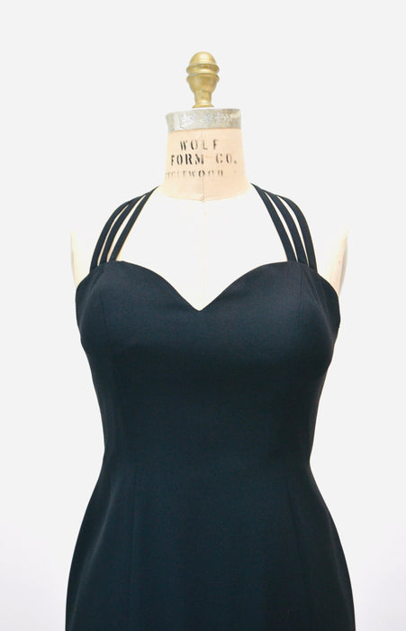 90s 2000s y2k Vintage Evening Gown Small in Black Tank Dress Gown Long Black Dress XS Small 90s black long strapless dress