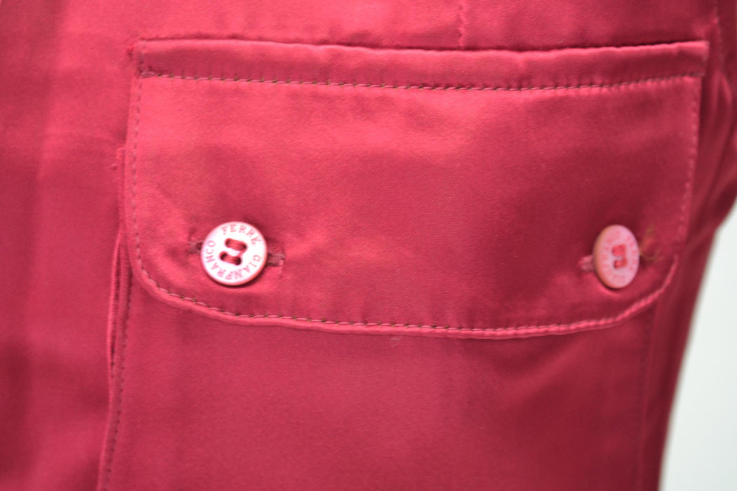 80s 90s Vintage Red Burgundy Satain Vest Medium by Gianfranco Ferre Vest Red Satin Cargo Vest Designer vintage Womens Red Gilet Vest Small