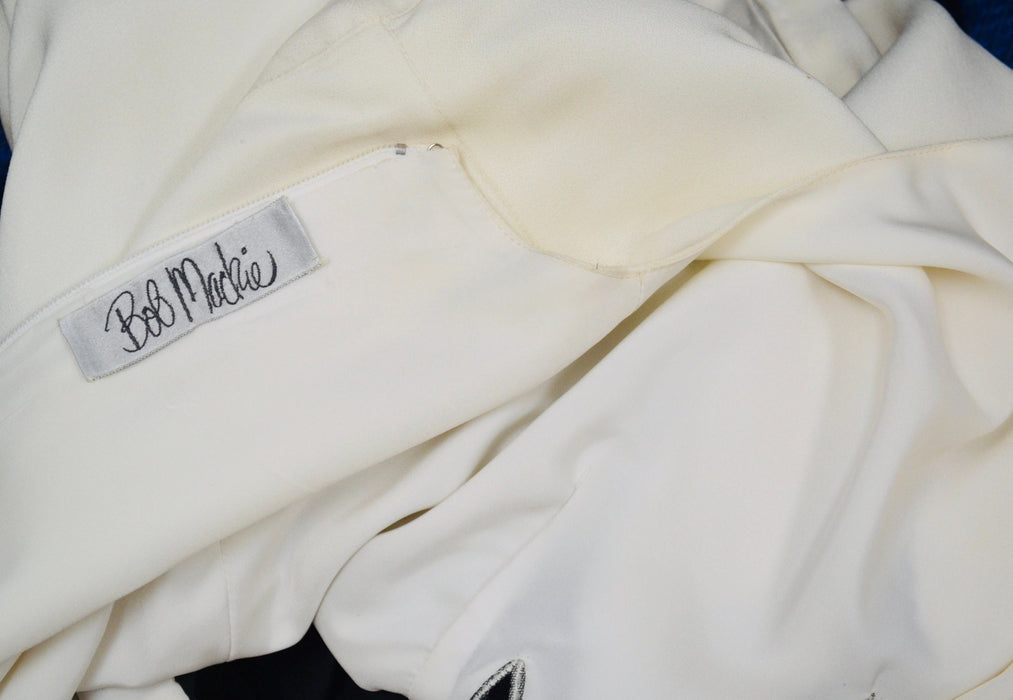 80s 90s Vintage Bob Mackie off White Cocktail Party Dress Beaded Sequin Dress Vintage Long Sleeve Cream Wedding Party Dress Small Cher Dress