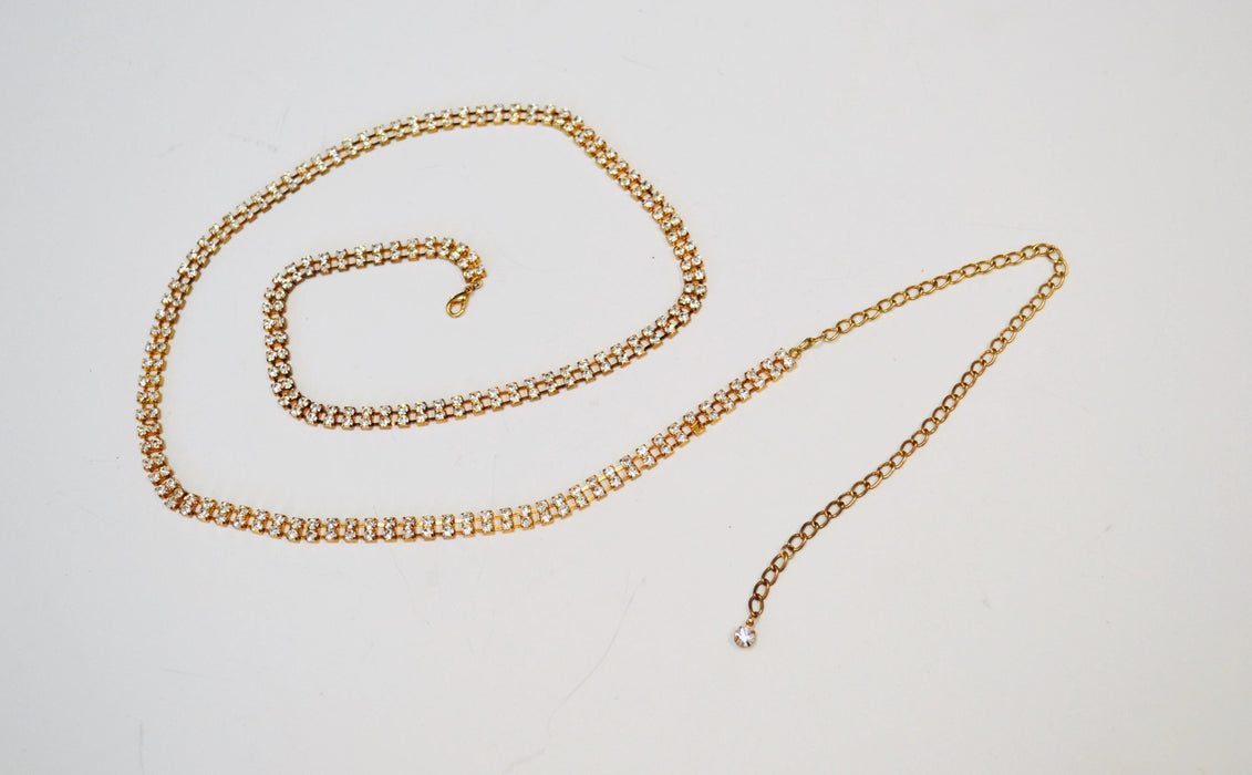 90s Vintage Thin Gold Rhinestone Belt Small Medium large Rhinestone Wedding Belt Rhinestone Cowboy Metallic Belt Small Medium Large