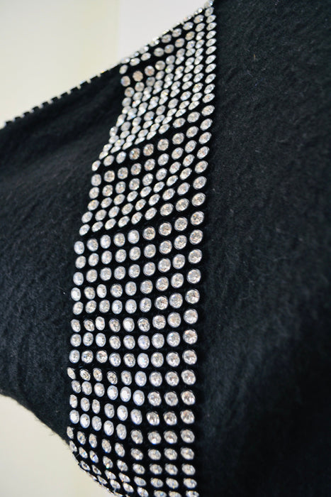 80s 90s Glam Black Sweater Top Vintage Black Rhinestone Sweater Jumper Pull over 80s Rhinestone Party Sweater Dolman Sleeves Small Medium