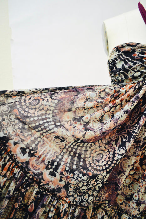 RARE 90s 00s Vintage Jean Paul Gaultier Soleil Sleeveless Mesh Dress Small Made in Italy Halter Neck Jewelry Jewel Print Babydoll Dress