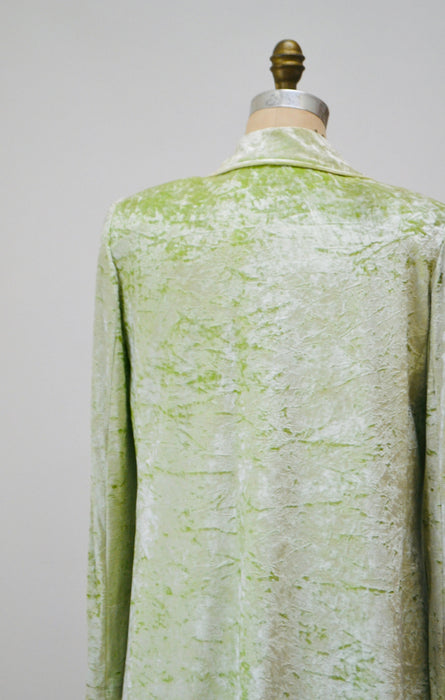 90s Vintage Lime Green Velvet Jacket Blazer Suit Green Crushed velvet Jacket XS Small Criscione // 90s Vintage velvet Wedding Party Jacket