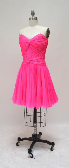 80s 90s Vintage Silk Dress Pink Magenta Dress XXS XS By Bob Mackie Silk// Vintage Wedding Silk Pink Strapless Silk Pink Party Cocktail Dress