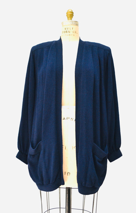80s Vintage St. John Navy Blue Oversized Cardigan Size Medium Large Navy Blue Sweater Cardigan St John Black Vintage Cardigan Sweater