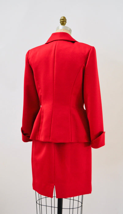 90s Vintage Red Suit Jacket Skirt Suit Small Medium Victor Costa 90s Red Suit Rhinestone Button Jacket Skirt Politician Cocktail Party Suit