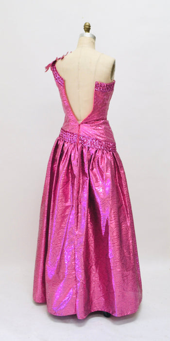 Metallic 80s Prom Dress Pink XS Small Barbie Dress // Vintage 80s Party Dress Pink Metallic Sequin Dress Mike Benet Pageant Princess Dress