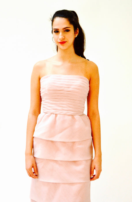 70s 80s Vintage Pink Blush Dress Wedding Gown XXS XS Small // Vintage Strapless Prom Bridesmaid Pageant Dress Gown Dusty Pink