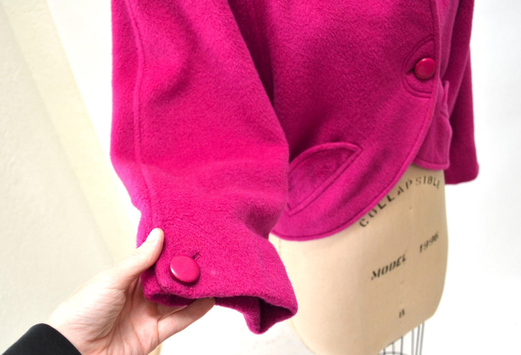 80s 90s Vintage ESCADA Bright Pink Wool Escada Jacket Pink Cropped Wool Jacket Coat Wool 80s 90s Glam Escada Designer Jacket