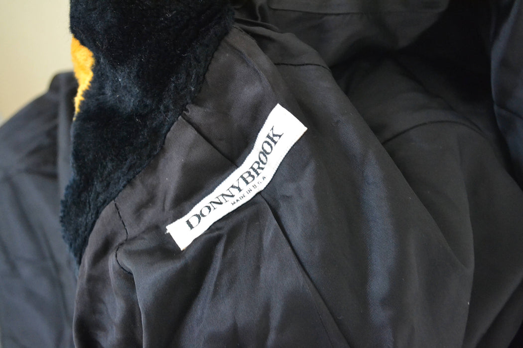 Vintage Black Faux Fur Jacket Coat with Hearts 90s pop art Rainbow Hearts Vintage Donny Brook Black with Hearts Coat Small Medium Gay Pride