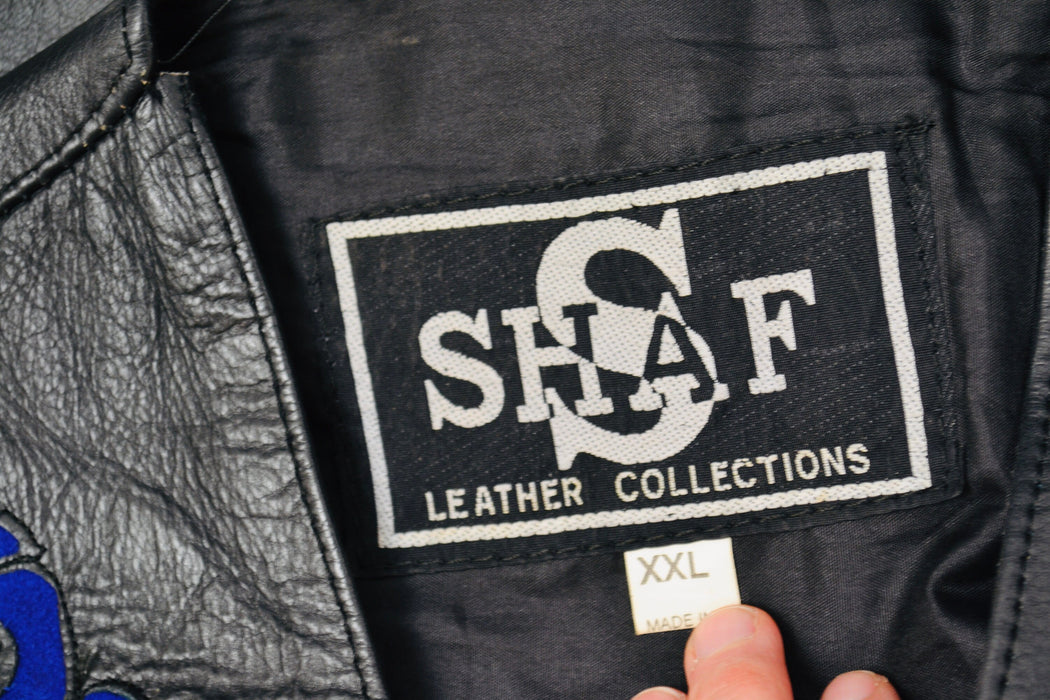 80s 90s Vintage Black Leather Fringe Vest Large PUprle Rose Fringe leather Vest Cowboy Cowgirl Rodeo Biker Festival Vest Large XL