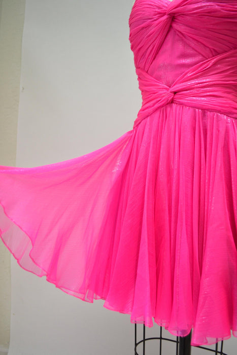 80s 90s Vintage Silk Dress Pink Magenta Dress XXS XS By Bob Mackie Silk// Vintage Wedding Silk Pink Strapless Silk Pink Party Cocktail Dress