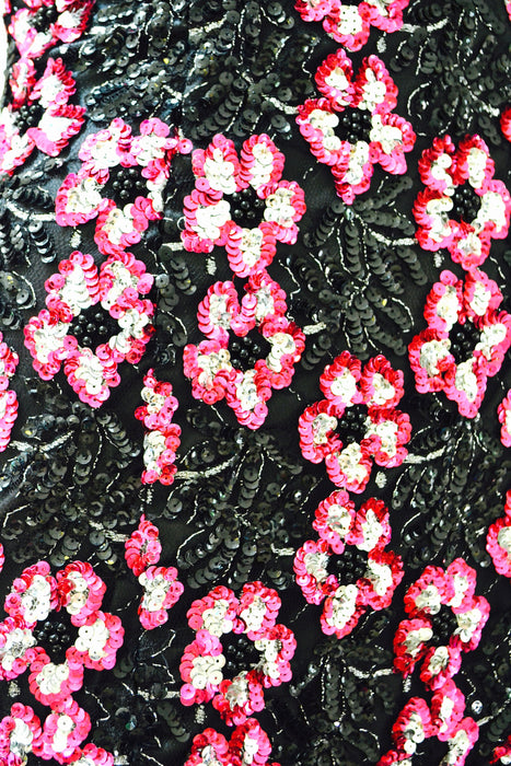 80s Vintage Prom Dress In Black and Pink XXS XS Small // 80s Black and Pink Sequin Dress Alyce Designs XS Small Pageant Drag Dress