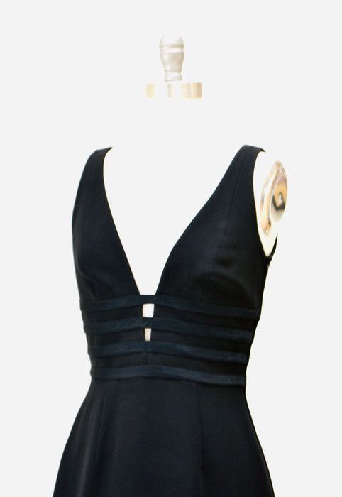 Vintage 90s Little Black Dress Black Cocktail Party Dress By Andrea Polizzi XS Small// Vintage 90s Sexy Party Cage Dress Black Neiman Marcus