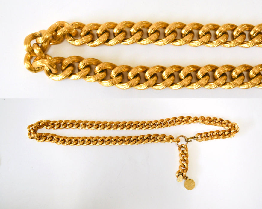 70s 80s Chunky Vintage Gold Chain gold Belt Gold Metallic Chain Belt size SMALL Medium Large Chunky Gold Chain Adjustable Glam Chain Belt
