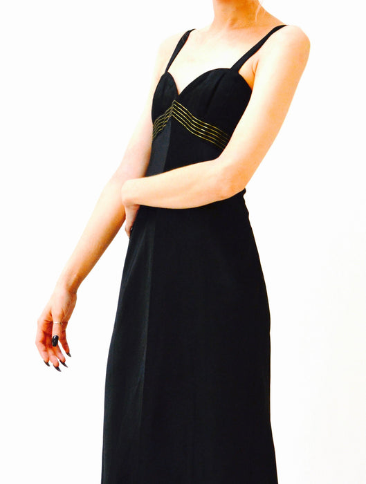 90s 00s Vintage Black Evening Gown Prom Dress Long Satin Dress XS Small Tom and Linda Platt // Y2k Dress Evening gown Tank Dress XS Small