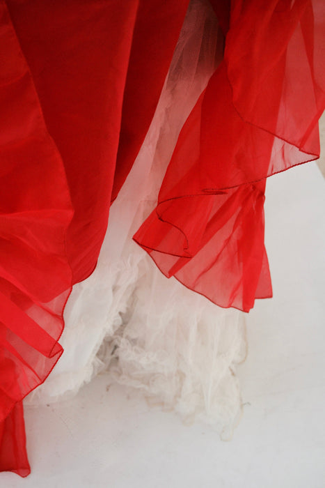 80s Vintage Evening Gown Dress Red XS Small LONG Dress// Vintage 80s Red Prom Dress Evening Gown Scarlet Ohara Princess Dress By Mike Benet