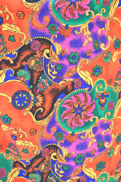 80s 90s Vintage Paisley Print Red Dress Caftan Kaftan Large XL Baroque Paisley Print Nightgown Boho Hostess House Dress by Val Mode