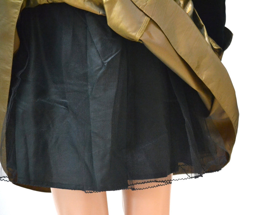 Vintage 80s Prom Dress Black and Gold Metallic XS Small// 80s 90s does 50s Party Dress// Black Velvet Gold Crinoline Dress Laura Ashley