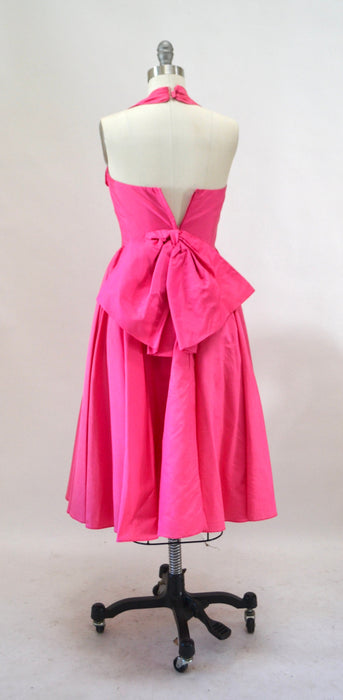 80s 90s Vintage Pink Party Prom Dress XS small Pink Halter Neck dress // Vintage 80s Party Cocktail Dress Crinoline Barbie Marilyn Monroe
