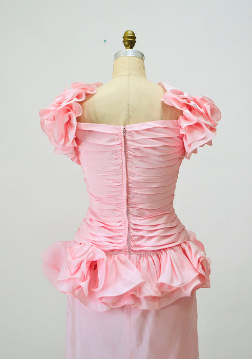 80s 90s Vintage Pink Prom Party Dress By Lillie Rubin Pink Barbie Pageant Dress 80s 90s Pink party Dress Ruffles Small Medium
