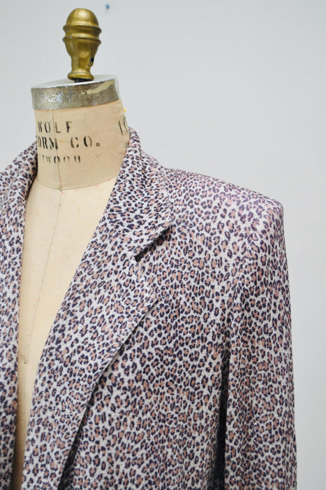 90s Vintage Jacket Animal Print Blazer Metallic Leopard Print Criscione Small // 90s Vintage Leopard Print Jacket Nanny Jacket Knit Blazer