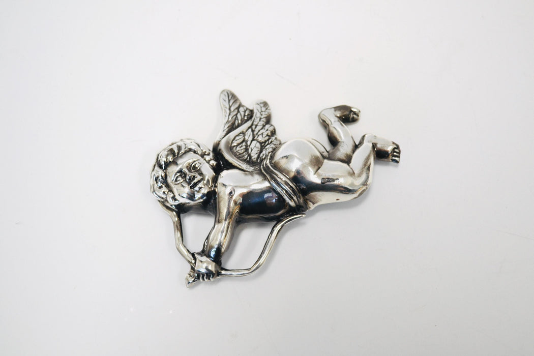 90s Vintage Kathrine Baumann Beverly Hills Silver Cherub Baby Cupid Belt Buckle Silver Love Wedding Belt Buckle Large Cherub Silver Buckle