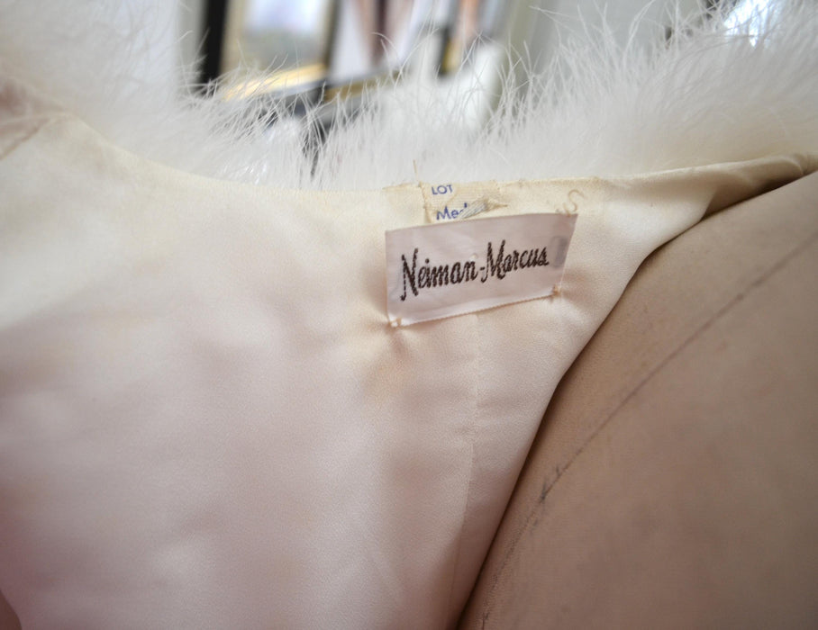 80s Vintage White Feather Jacket Marabou Feather Jacket Small Medium// Vintage White Feather Jacket Vintage Wedding Marabou party Jacket