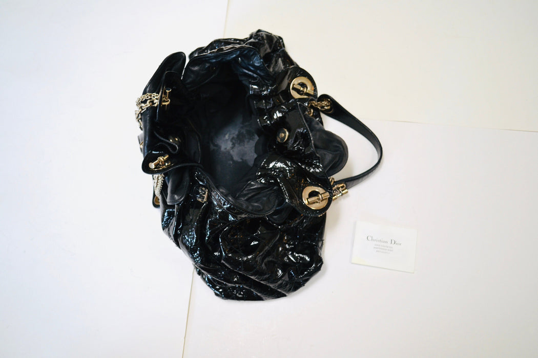 Vintage Y2k Patent Leather Cannage Christian Dior Bag Purse Vintage Black Dior Hobo Quilted Le Trente Black Patent Leather Shoulder Bag