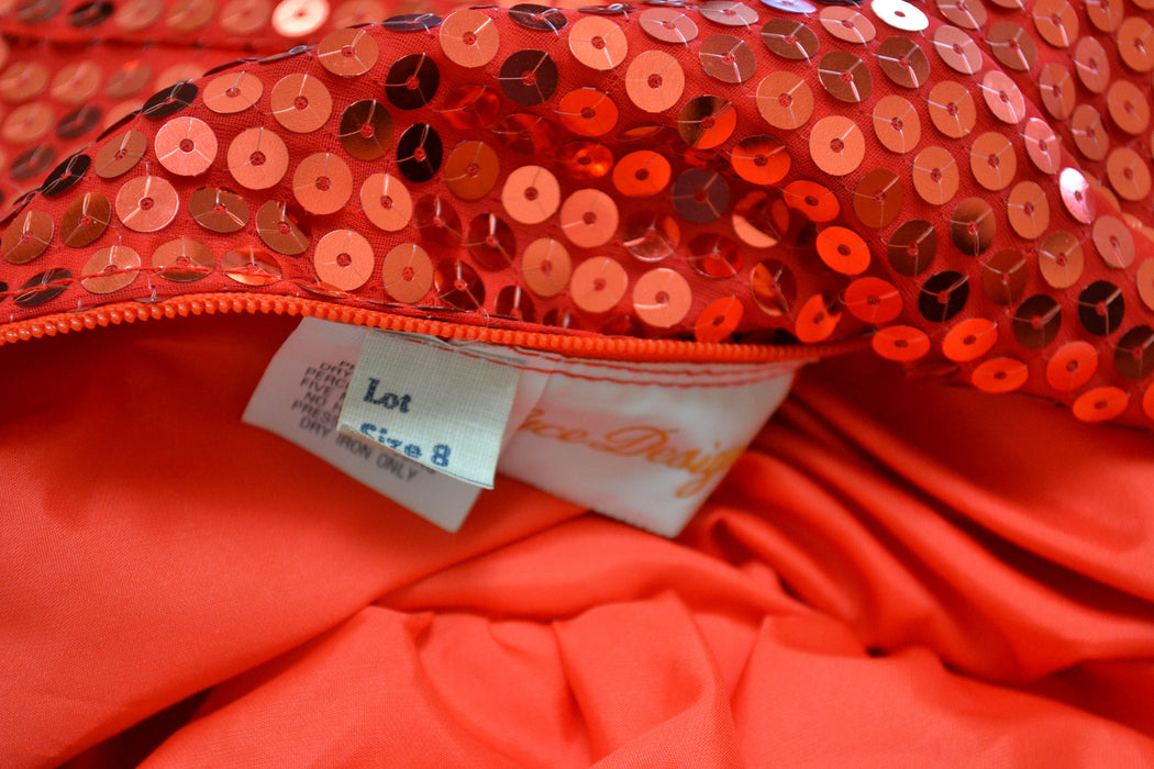 Vintage 80s Prom Dress Red Sequin Dress XXS XS Small// 80s Party Red Sequin Dress Flamenco Ruffle Barbie Pageant Drag Queen Alyce Designs