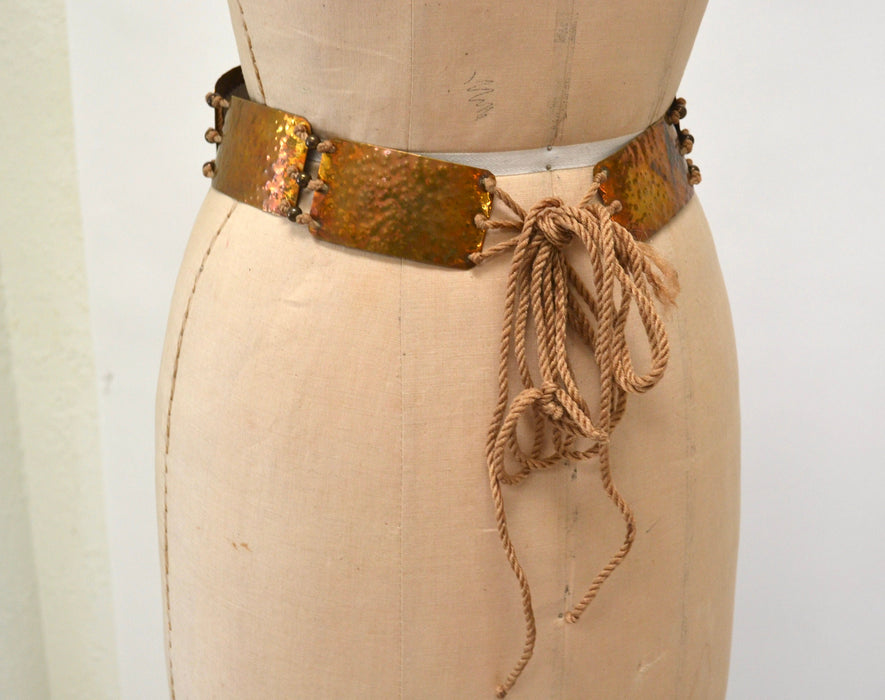 80s Vintage Gold Brass Coin Belt Gold Metallic Pirate Gypsy Belt Brass Large Boho Belt SMALL Medium 80s Brass Belt Fran Kahl Wedding Belt