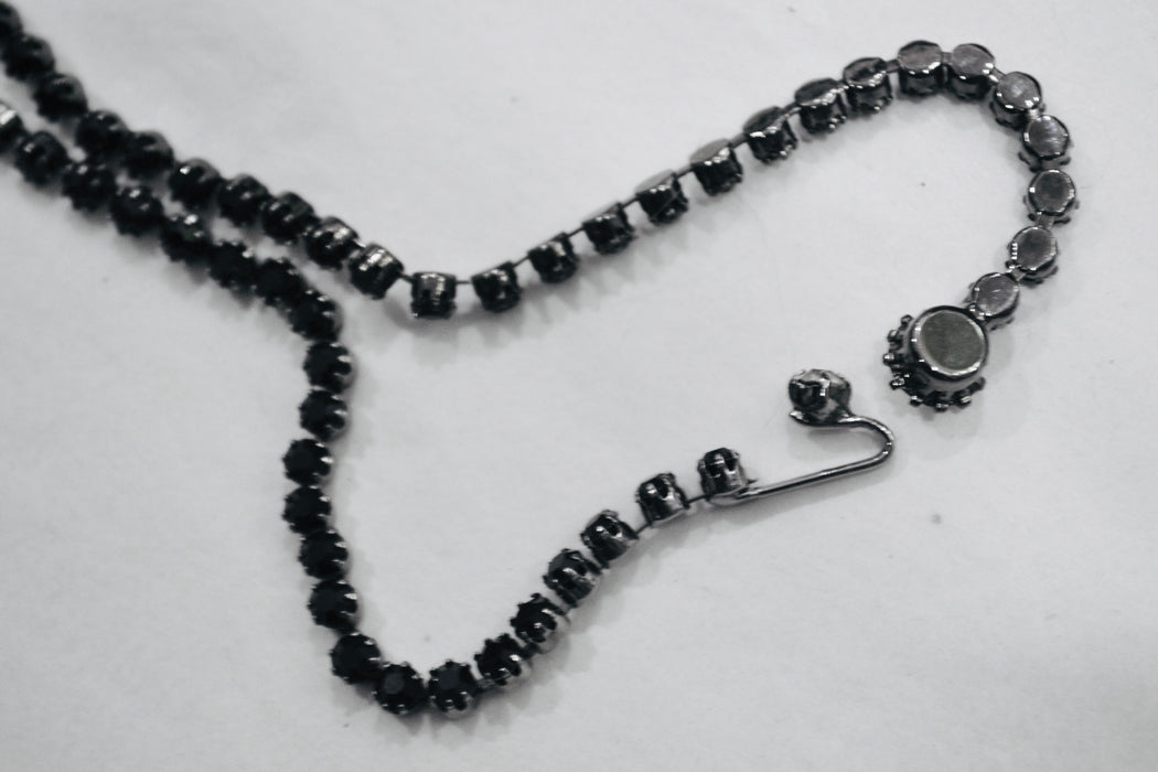 Incredible Vintage Rhinestone Neck Tie Rhinestone Crystal Tie Necklace Wedding Rhinestone Tie Gay Glam Wedding Tie Silver Black Kramer