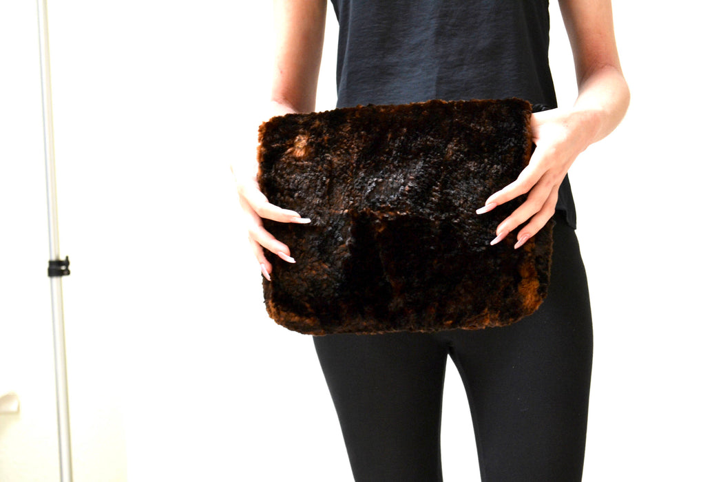 Vintage 1930s 1940s Brown Sheared Beaver Fur Muff Hand Warmer Fur Purse clutch Victorian Hand Beaver Fur Muff Winter wedding Hand warmer