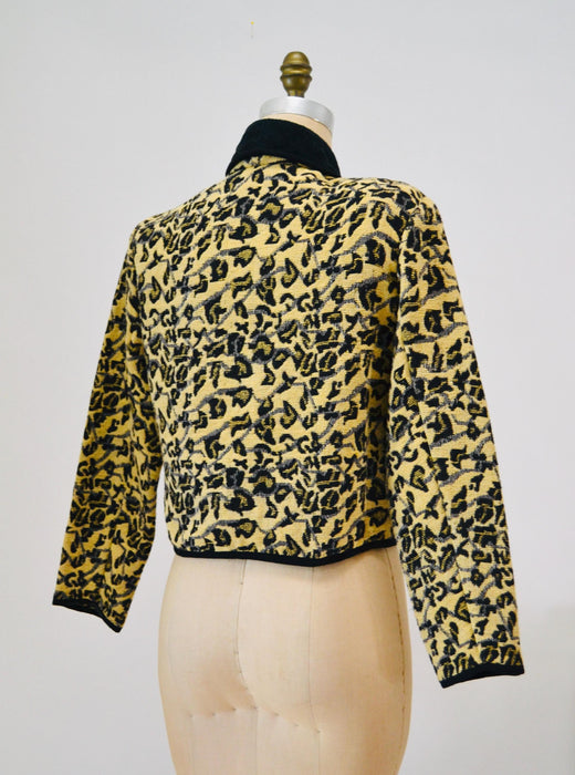 80s 90s Vintage Leopard Print Jacket Animal Print Blazer Tan Black Medium//  90s Vintage Cheetah Print Jacket Blazer 90s Nanny