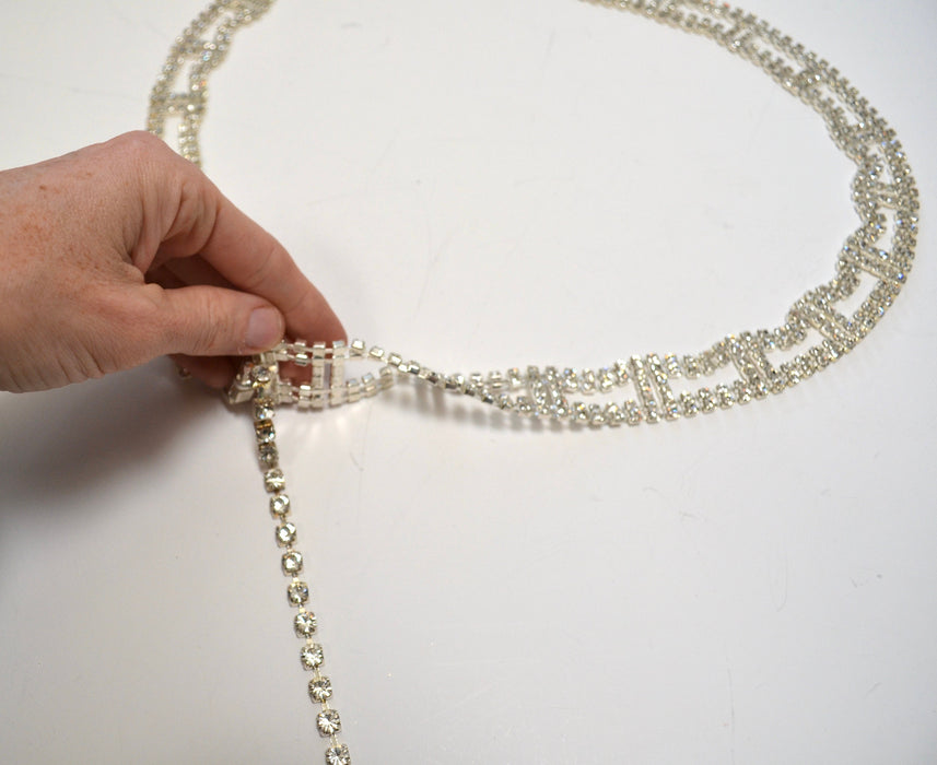 80s 90s Vintage Silver Rhinestone Belt Small Medium large Rhinestone Wedding Belt Rhinestone Chain Belt Silver Metallic Small Medium Large