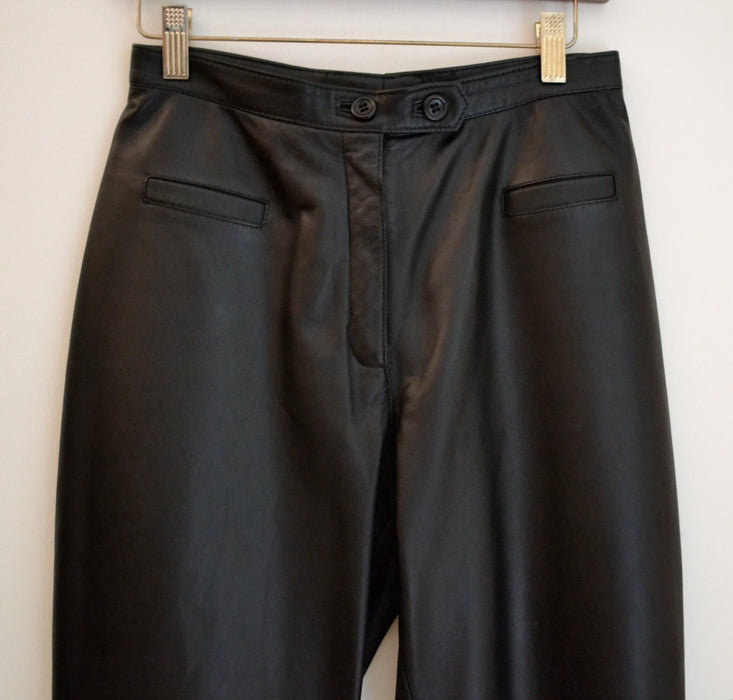 Vintage Black Leather Pants size small medium 90s Made in Italy
