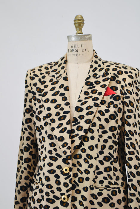 80s 90s Vintage Leopard Print Jacket Animal Print Blazer Tan Black Criscione Medium//  90s Vintage Chetah Print Jacket Blazer 90s Nanny
